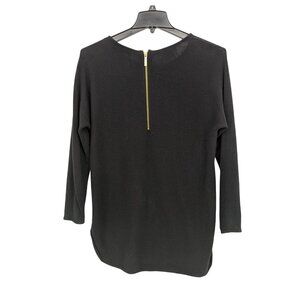 Michael Kors Tunic Knit Sweater Top Women Size L Minimalist Back Zip Preppy Cozy